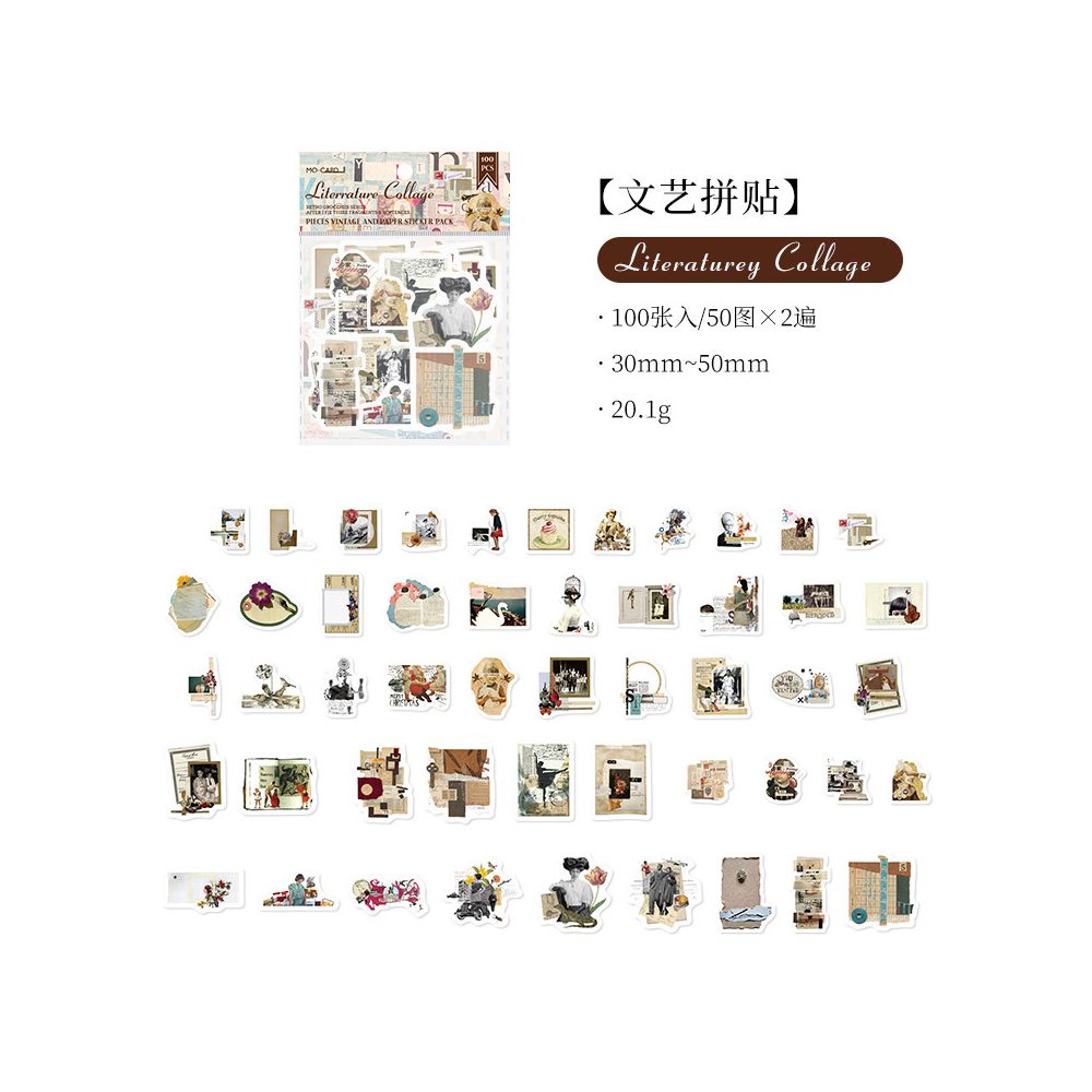 Momo Sticker Retro Journal 100 psc 6 Styles