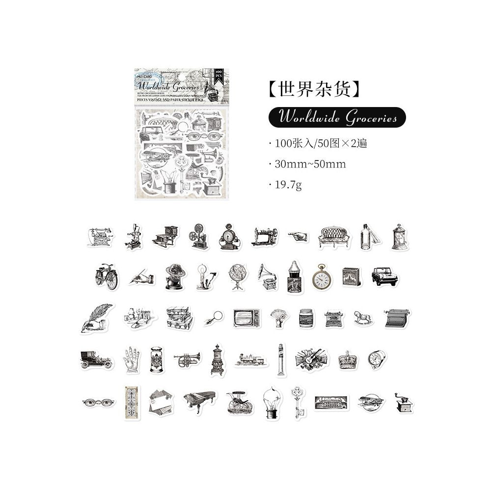 Momo Sticker Retro Journal 100 psc 6 Styles