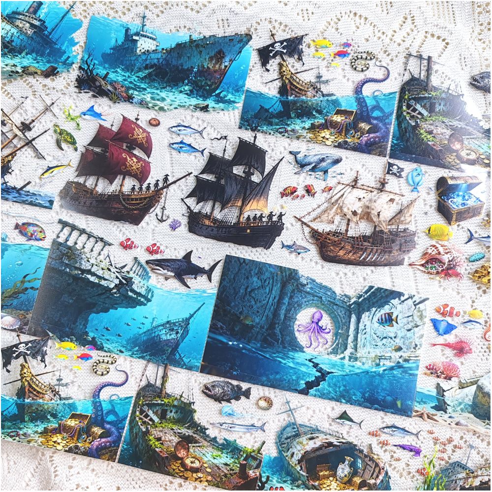 Homemade pirate ship mysterious sea area Pet Tape 9cm x 1m image 5