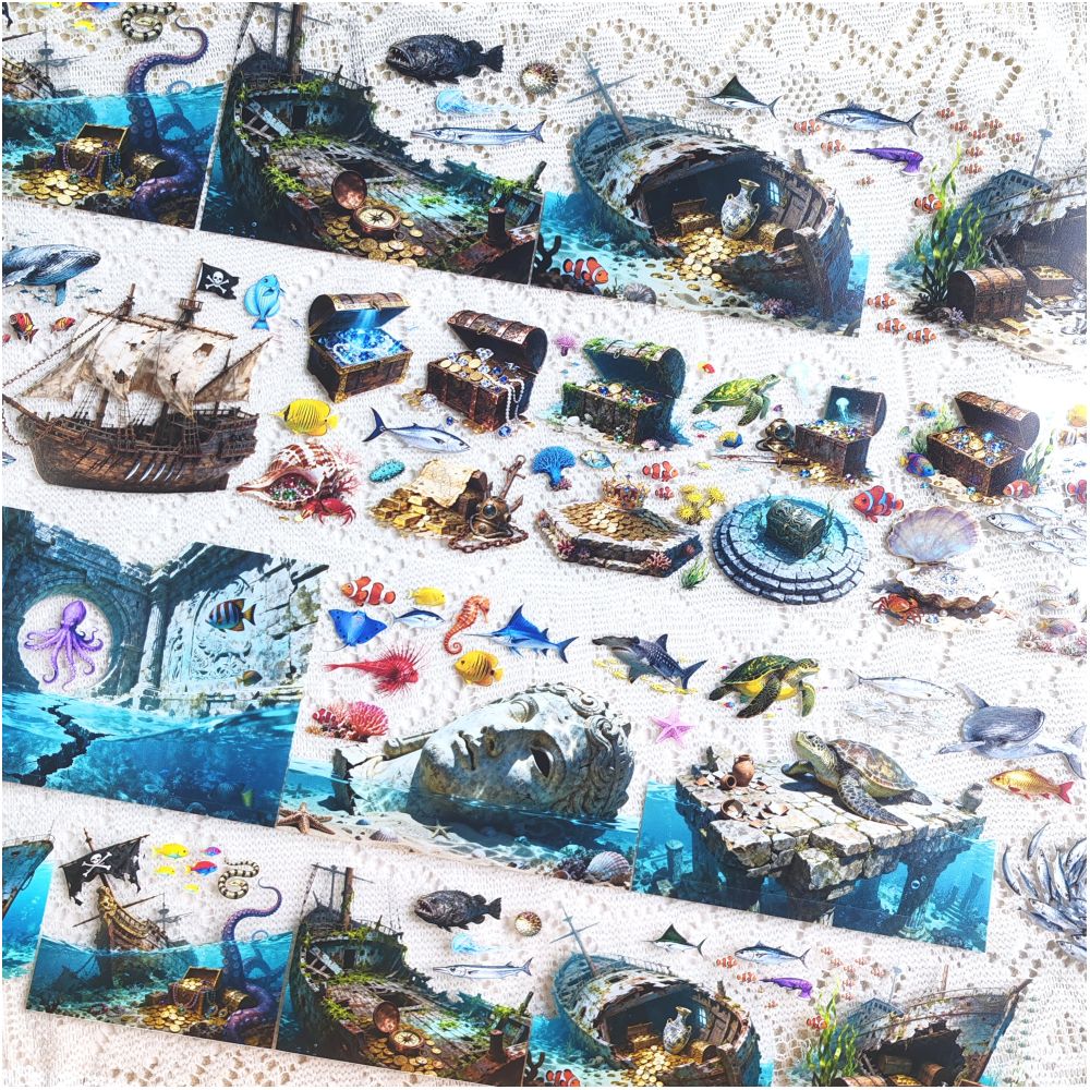 Homemade pirate ship mysterious sea area Pet Tape 9cm x 1m image 0