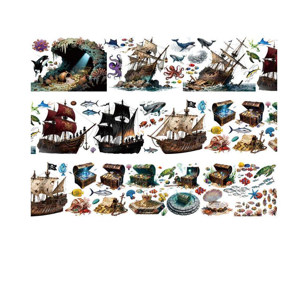 Homemade pirate ship mysterious sea area Pet Tape 9cm x 1m