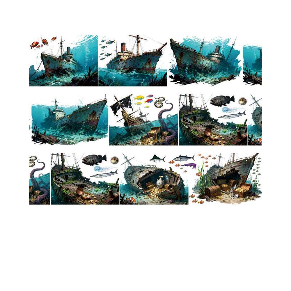 Homemade pirate ship mysterious sea area Pet Tape 9cm x 1m