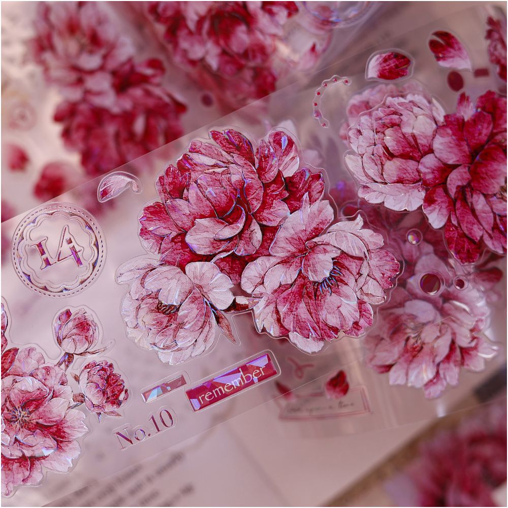 Peony Pink Flower PET Tape 6cm x 1,2m