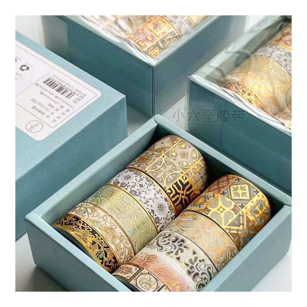 10 pieces of gold foil tape retro style lace tape handmade accounting tape DIY decorative material self adhesive image 2