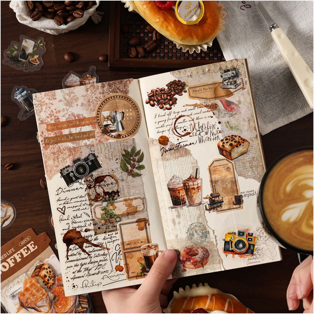 Dream Dance Lace Coffee Series PET Sticker Pack 40 Sheets 6 Styles image 2
