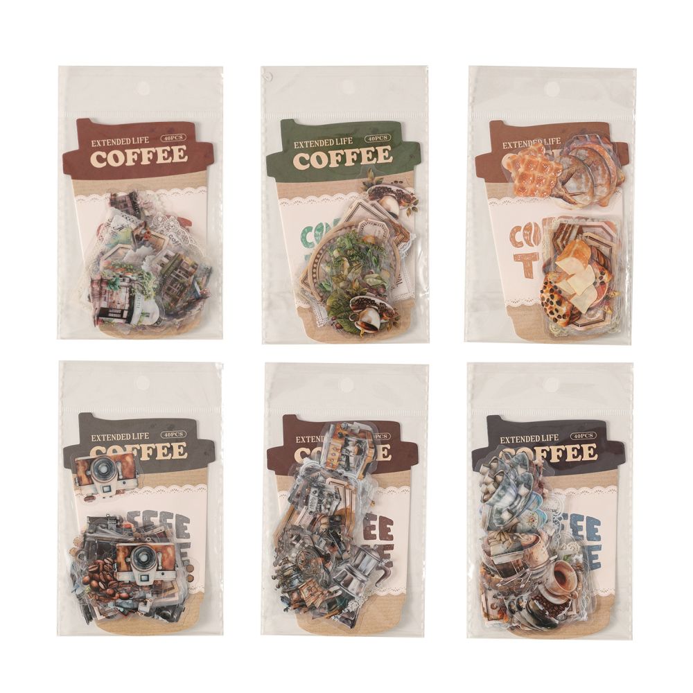 Dream Dance Lace Coffee Series PET Sticker Pack 40 Sheets 6 Styles image 4