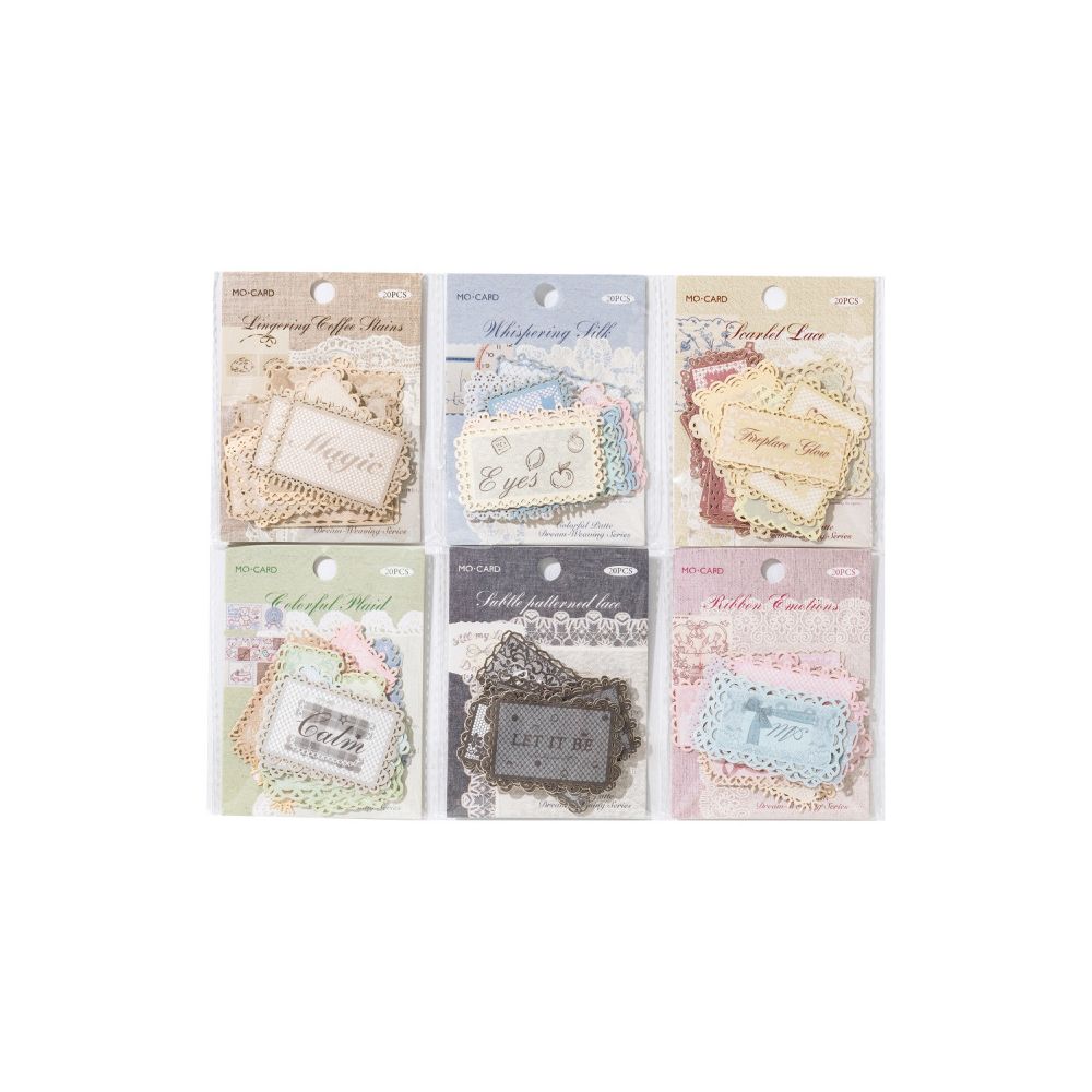 Dream Series Hollow Lace Label Paper Stickers 6 Styles 20 Pcs image 4