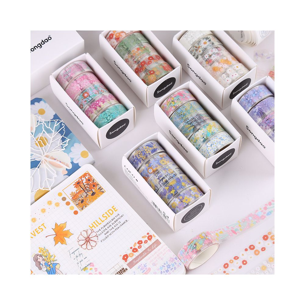 Floral Series PET Tape Set 5 rolls 6 Styles image 1