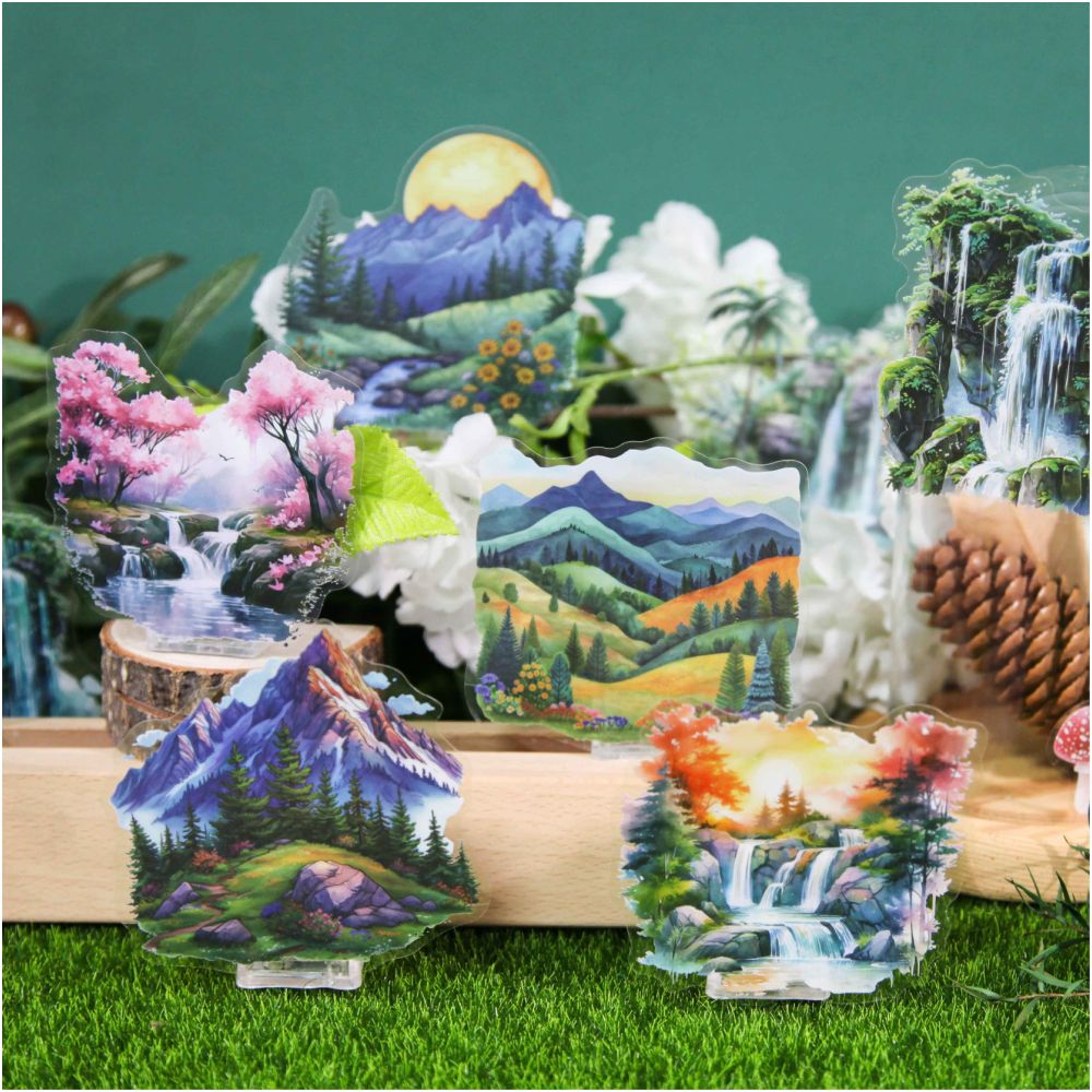 Mountain Series Forest Landscape PET Stickers 20 Sheets 4 Designs image 3