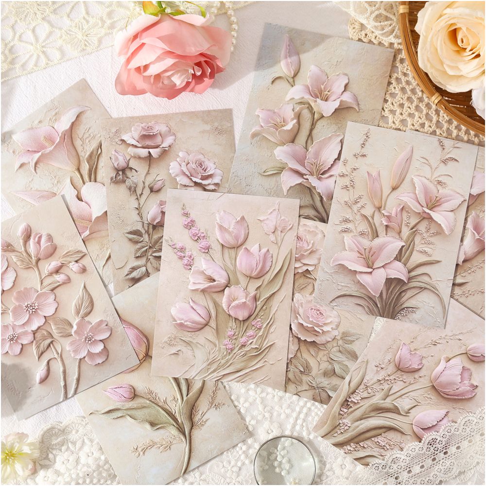 Flower Letter Series Vintage Material Paper 10 Sheets image 1