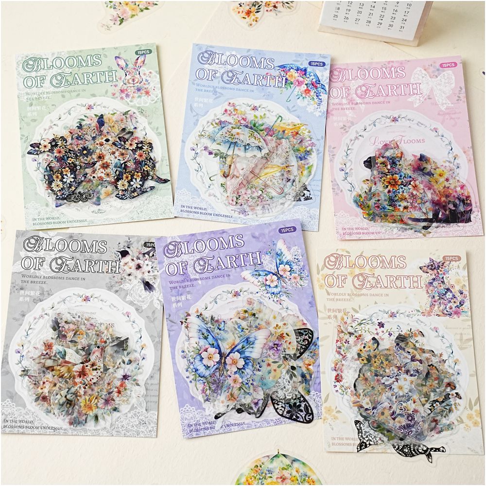 Flower and Animal Themed Journal Decorations 15 Sheets 6 Designs image 1