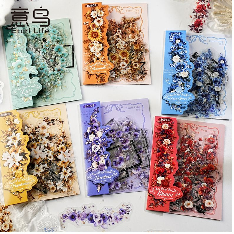 Flower Series PET Stickers 6 Styles 20 Pcs image 0