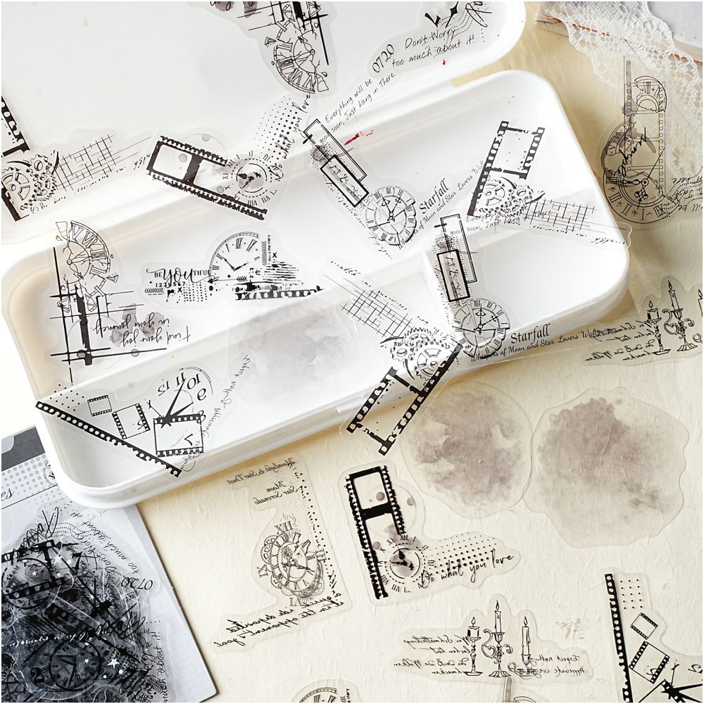 Poems and Ink Marks Series PET Stickers 30 Sheets 6 Designs image 1