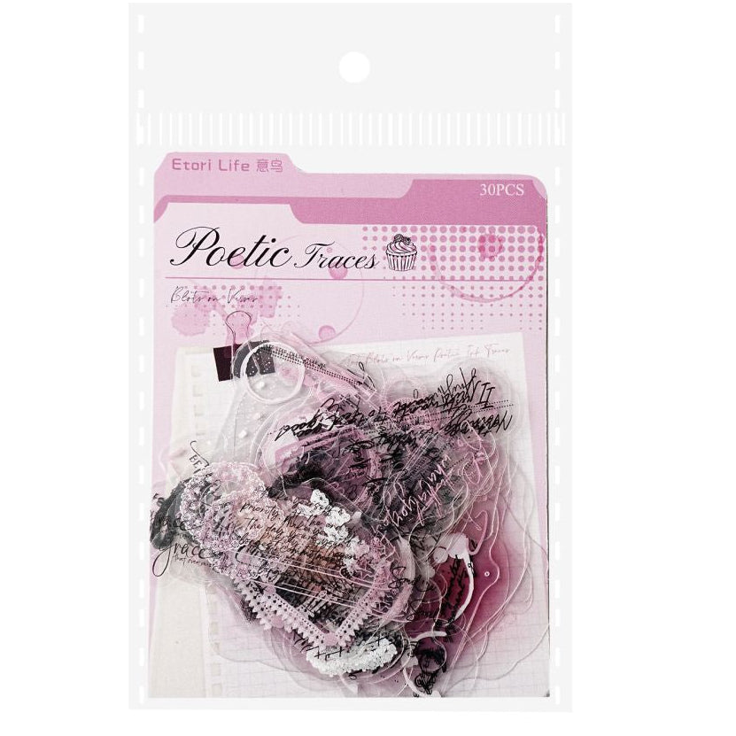 Poems and Ink Marks Series PET Stickers 30 Sheets 6 Designs image 4