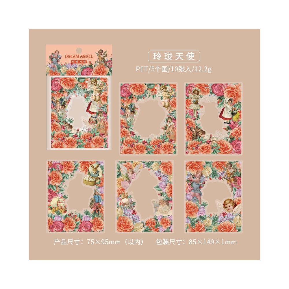 Angel Series Vintage PET Stickers 10 Sheets 6 Designs