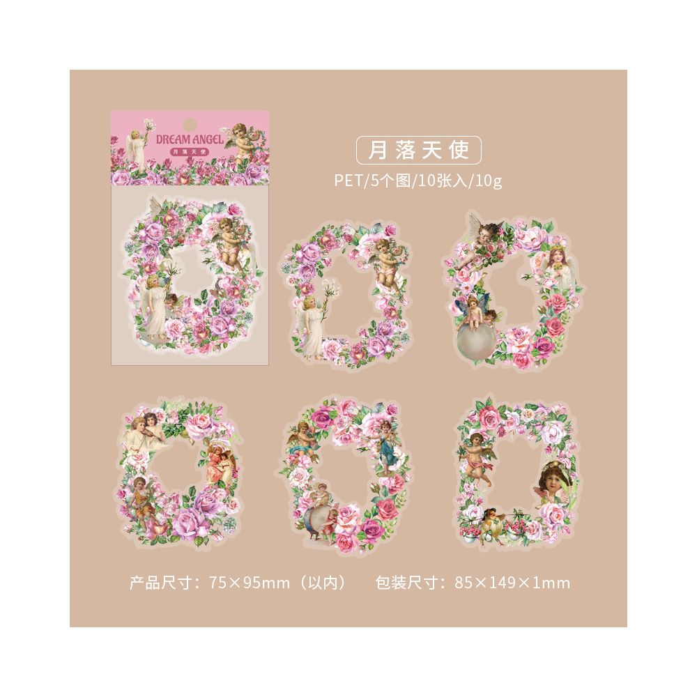 Angel Series Vintage PET Stickers 10 Sheets 6 Designs
