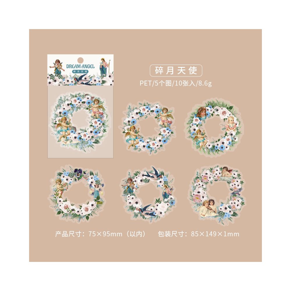 Angel Series Vintage PET Stickers 10 Sheets 6 Designs