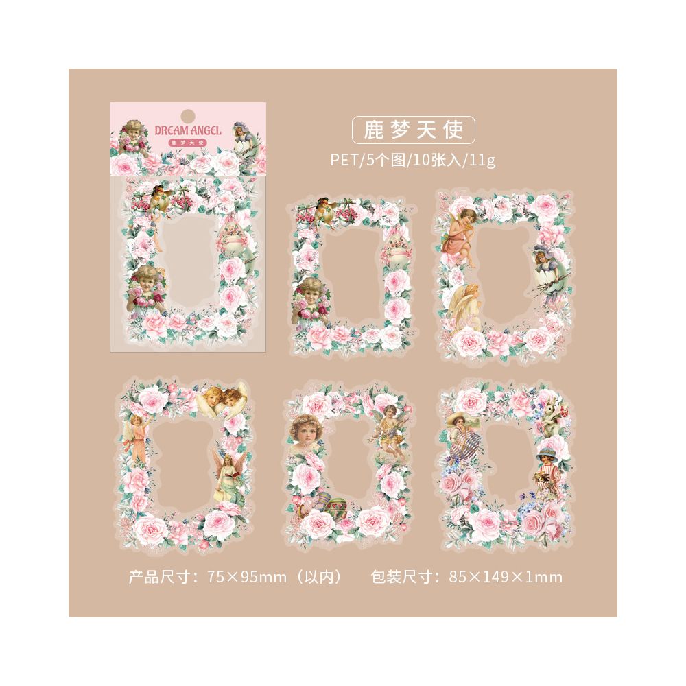 Angel Series Vintage PET Stickers 10 Sheets 6 Designs