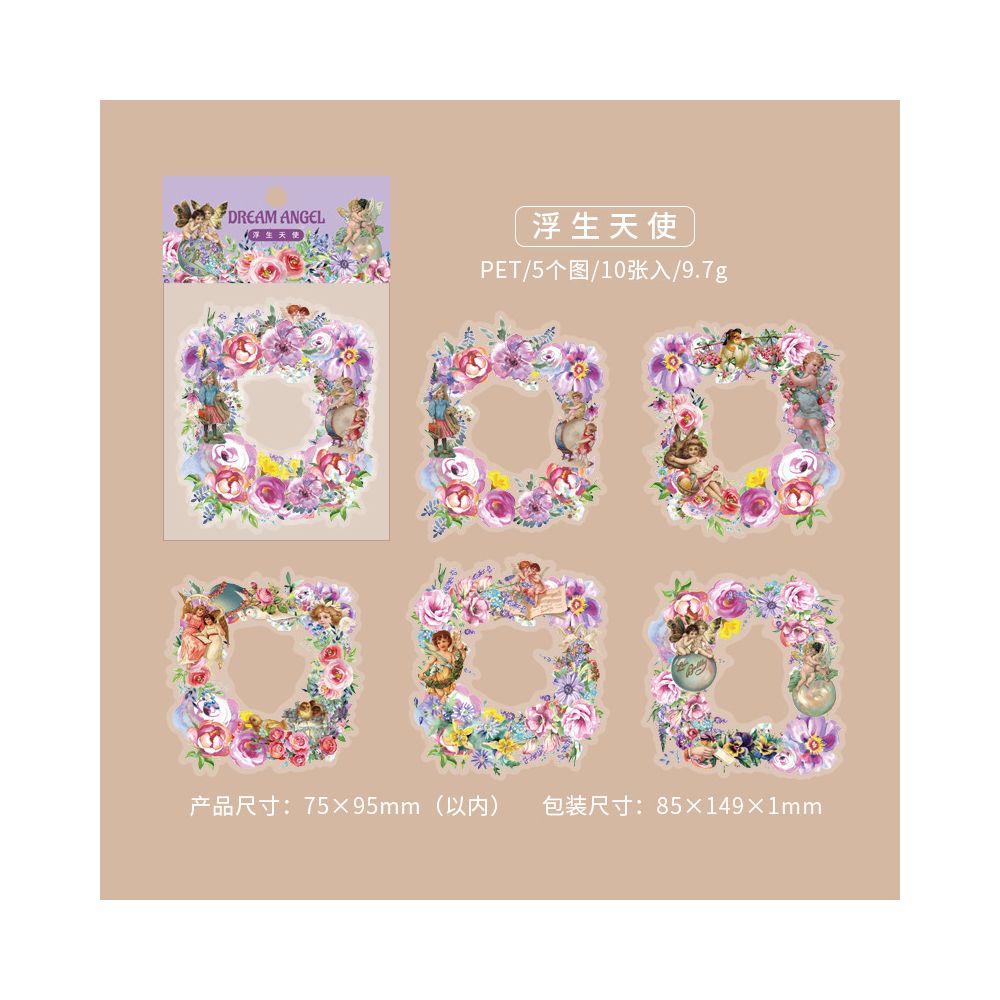 Angel Series Vintage PET Stickers 10 Sheets 6 Designs