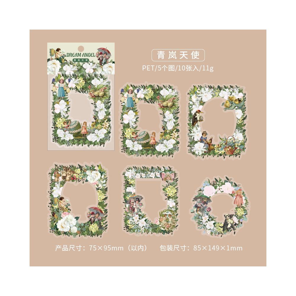 Angel Series Vintage PET Stickers 10 Sheets 6 Designs