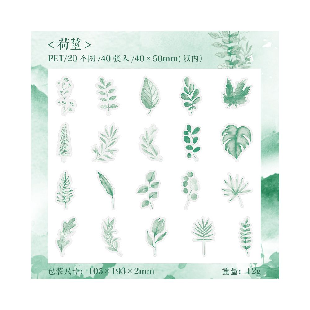 Flower Series PET Stickers 40 Sheets 6 Designs