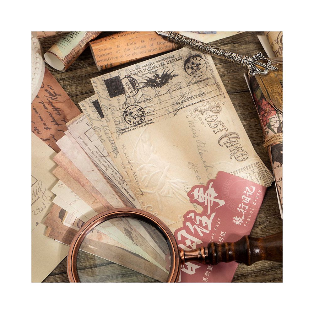 Vintage Material Paper 30 sheets 6 designs image 1