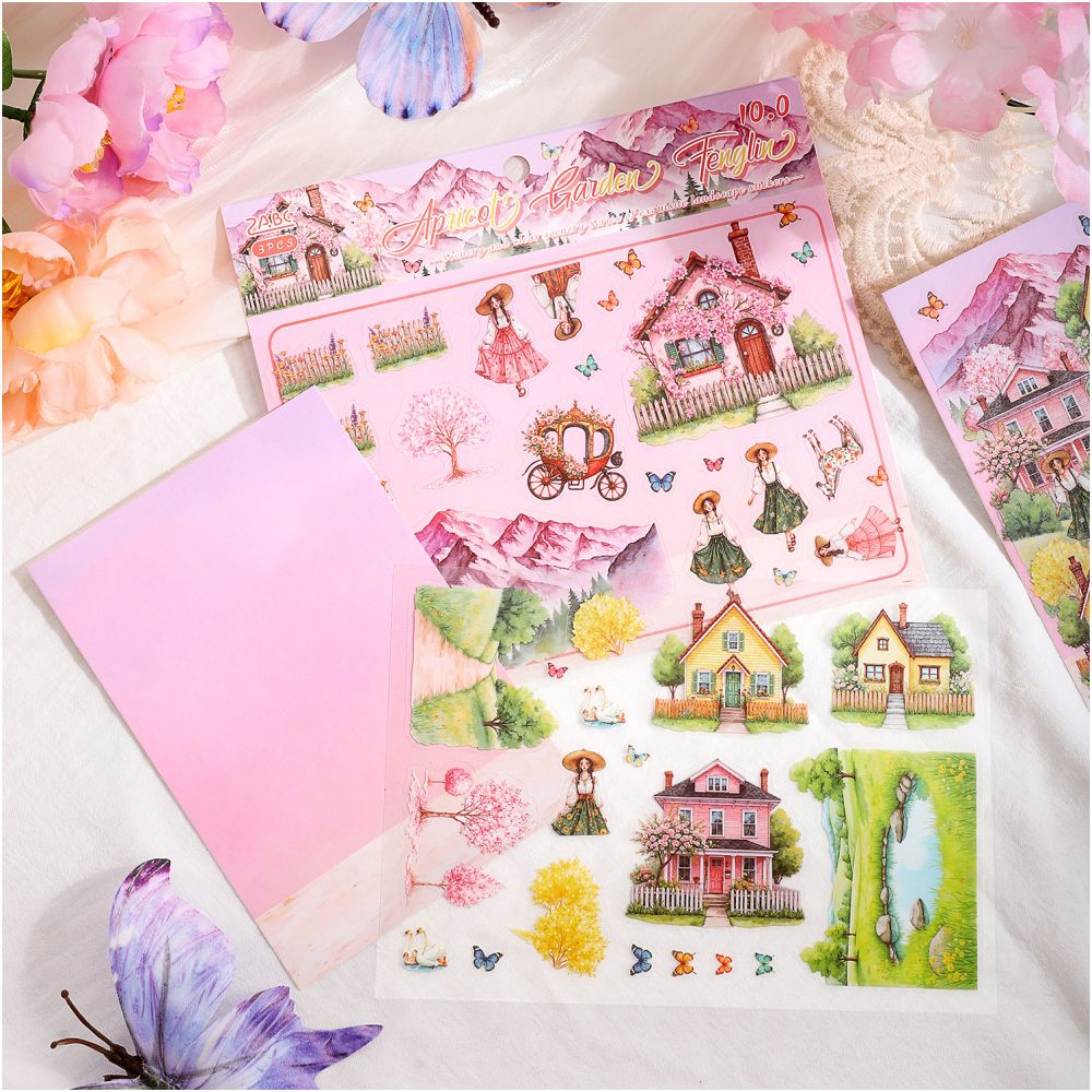 Gentle Breeze Series Landscape PET Stickers 3 Sheets 4 Designs image 0