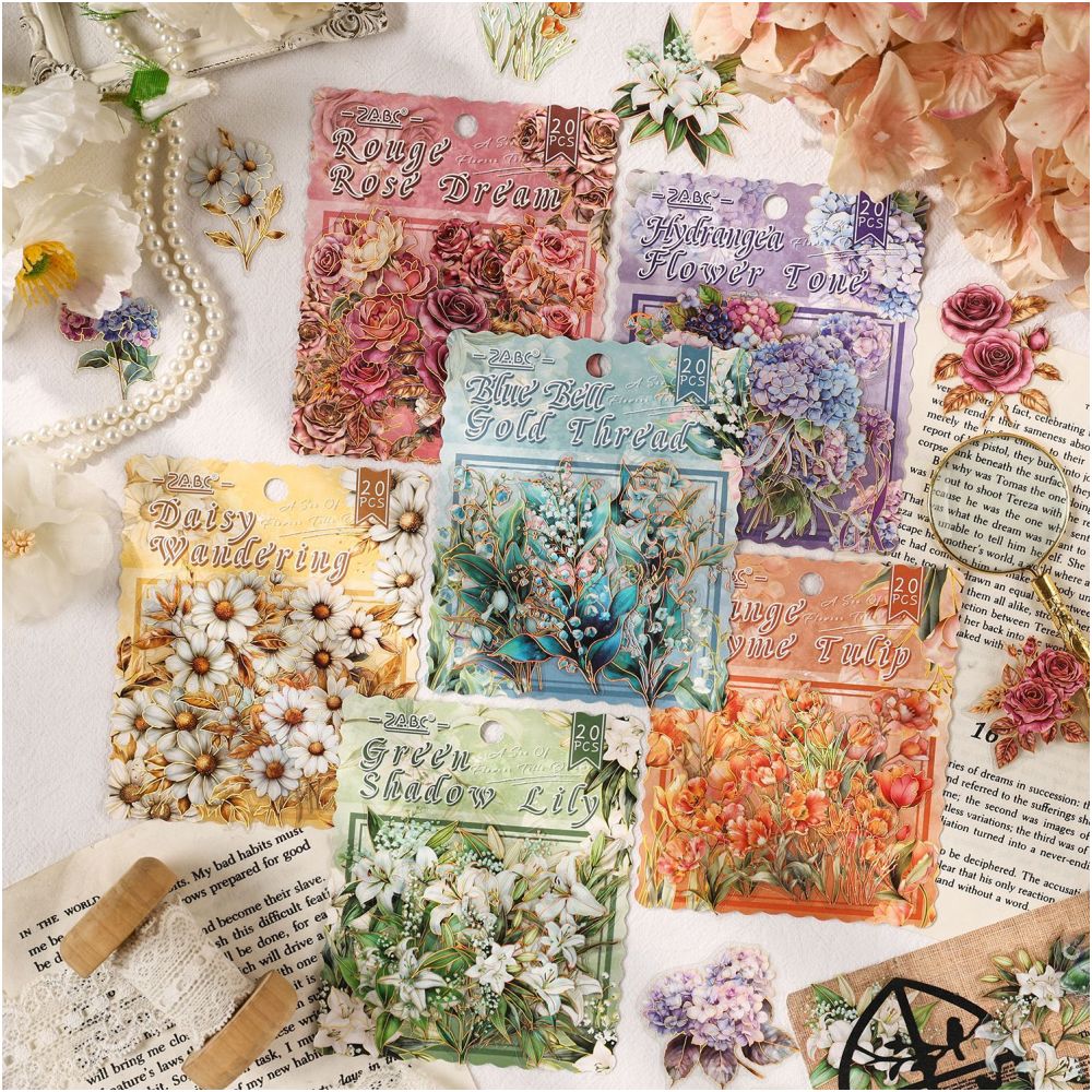Floral Dream Series PET Stickers 20 sheets 6 designs image 0