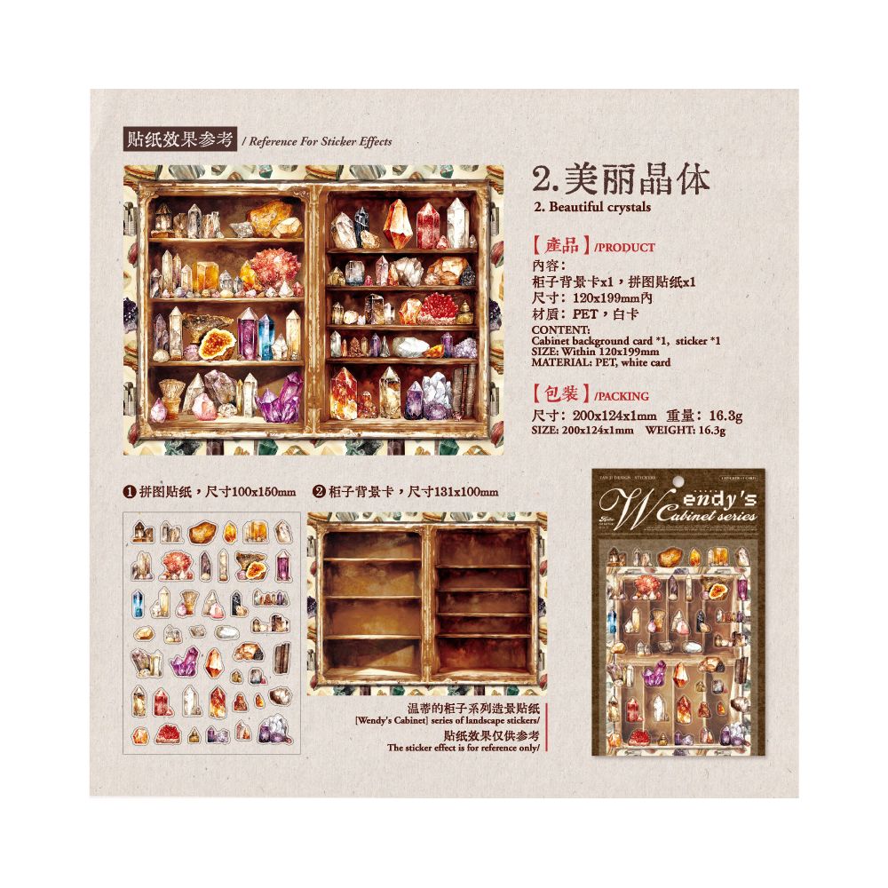 Retro Cabinet Series PET Stickers 2 sheets 4 designs