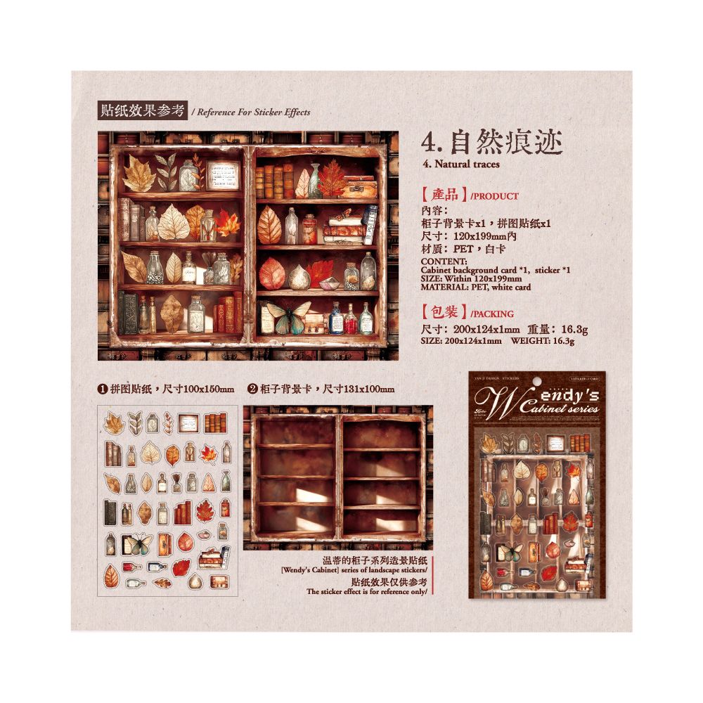Retro Cabinet Series PET Stickers 2 sheets 4 designs