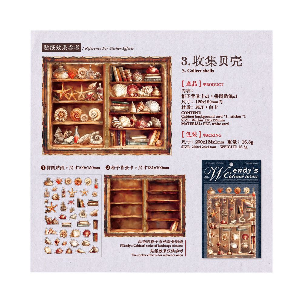 Retro Cabinet Series PET Stickers 2 sheets 4 designs
