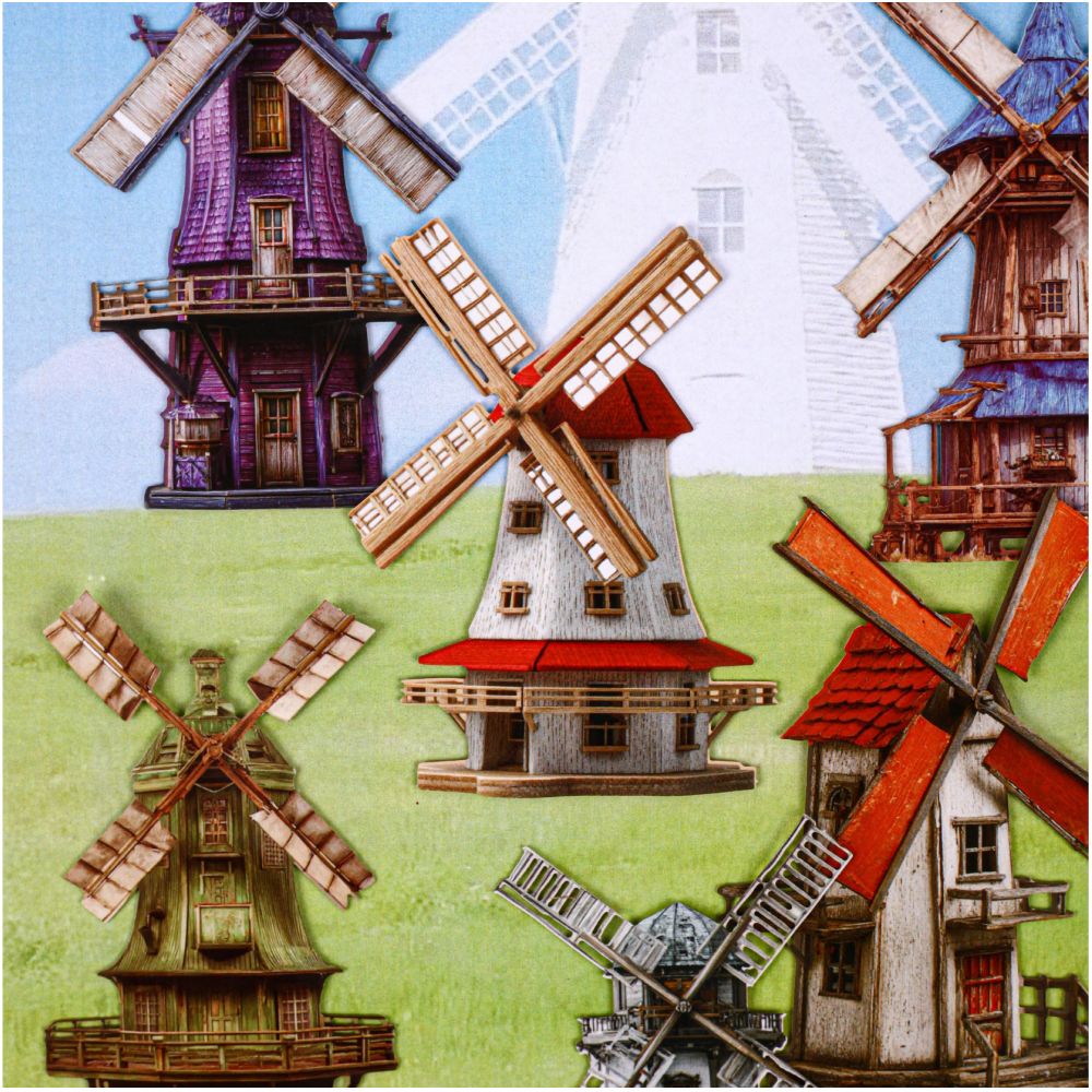 Retro Windmill Paper set 8 psc 6 designs image 0
