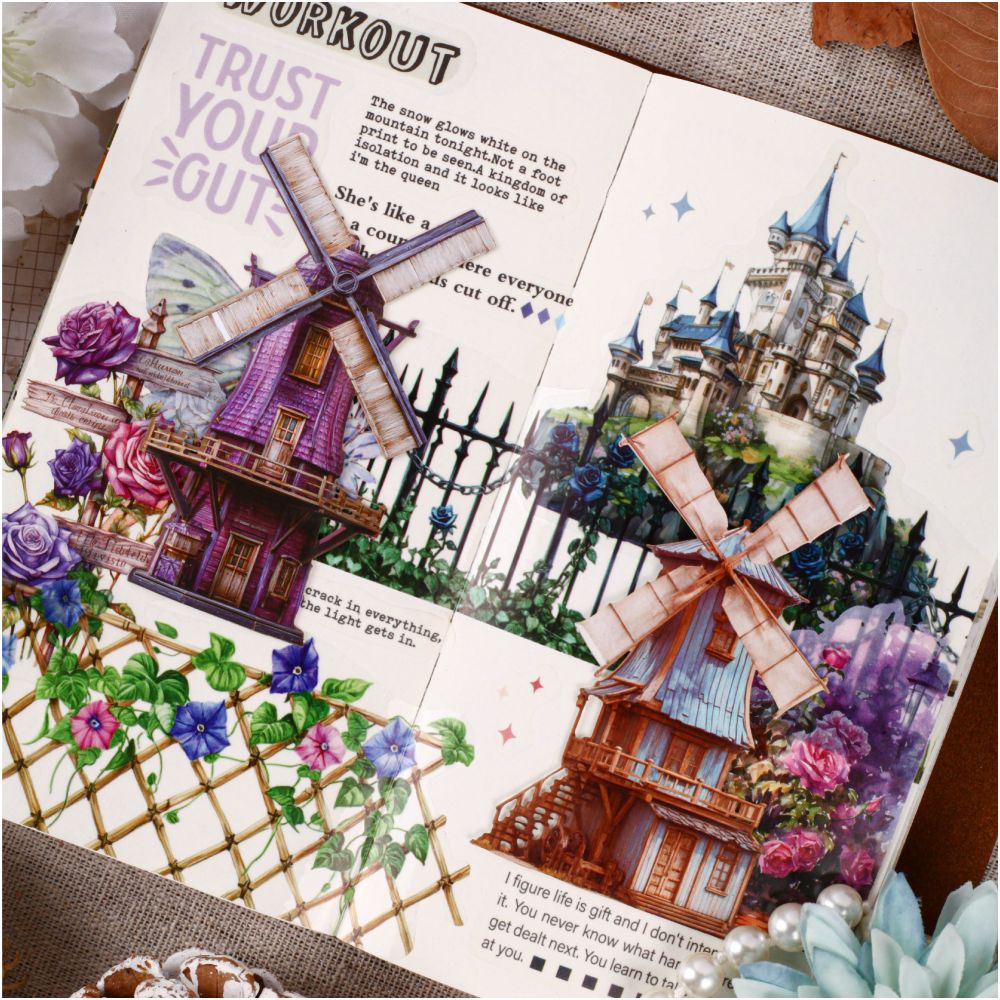 Retro Windmill Paper set 8 psc 6 designs image 1