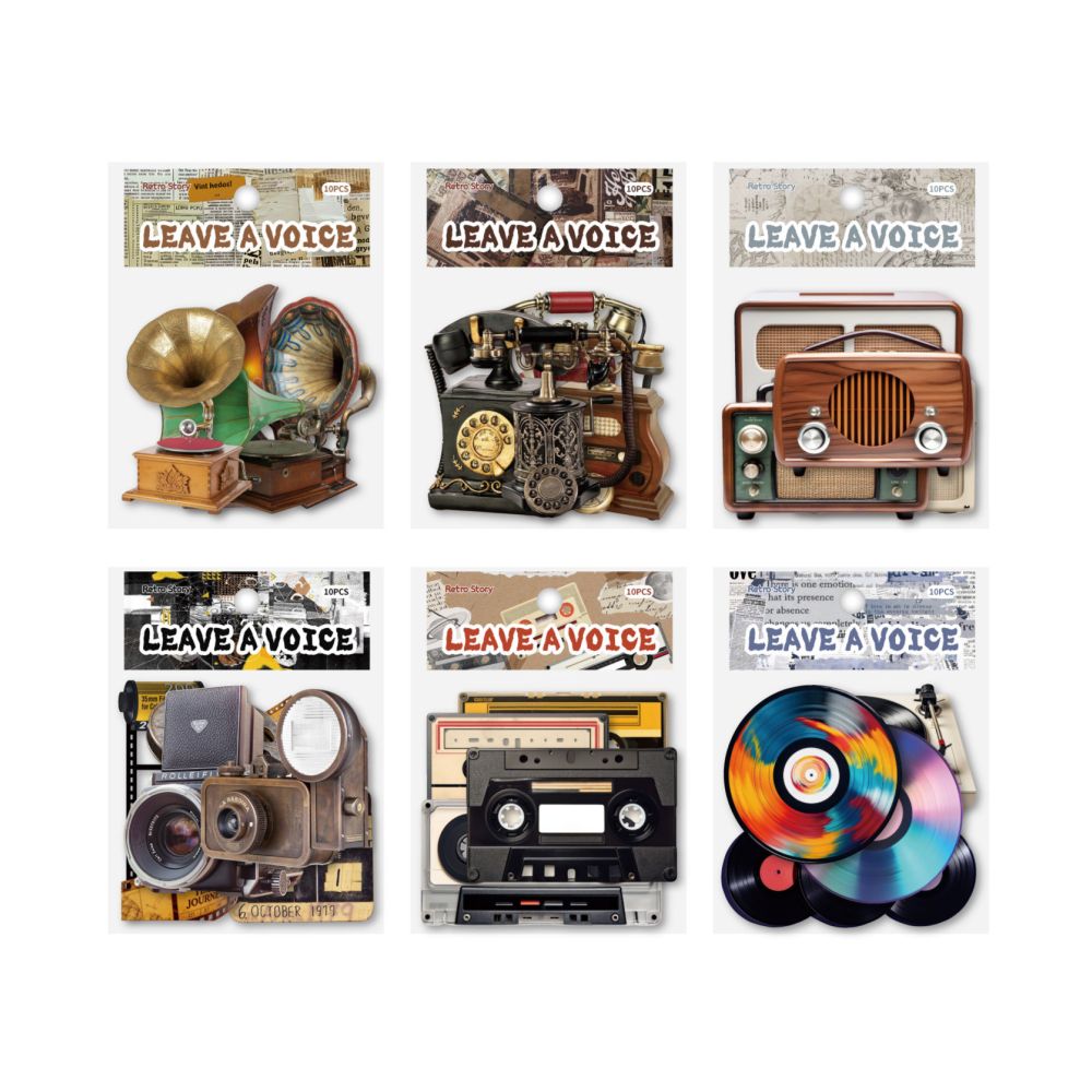 Retro Phonograph series Paper Sticker Pack 6 variants image 4