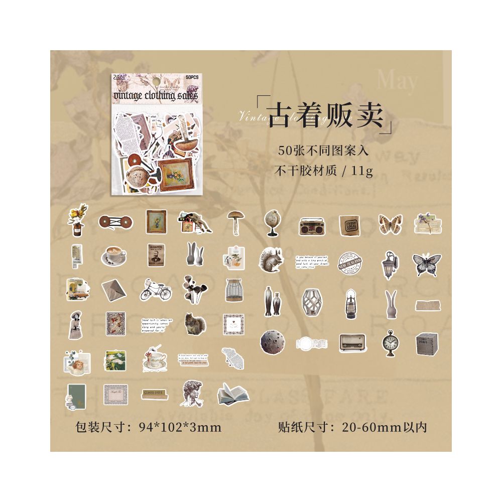 Retro Collection Series Paper Stickers 6 variants