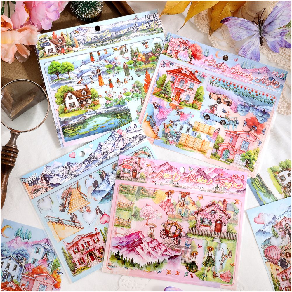 Gentle Breeze Series Matte PET Stickers 3 Sheets 4 variants image 1