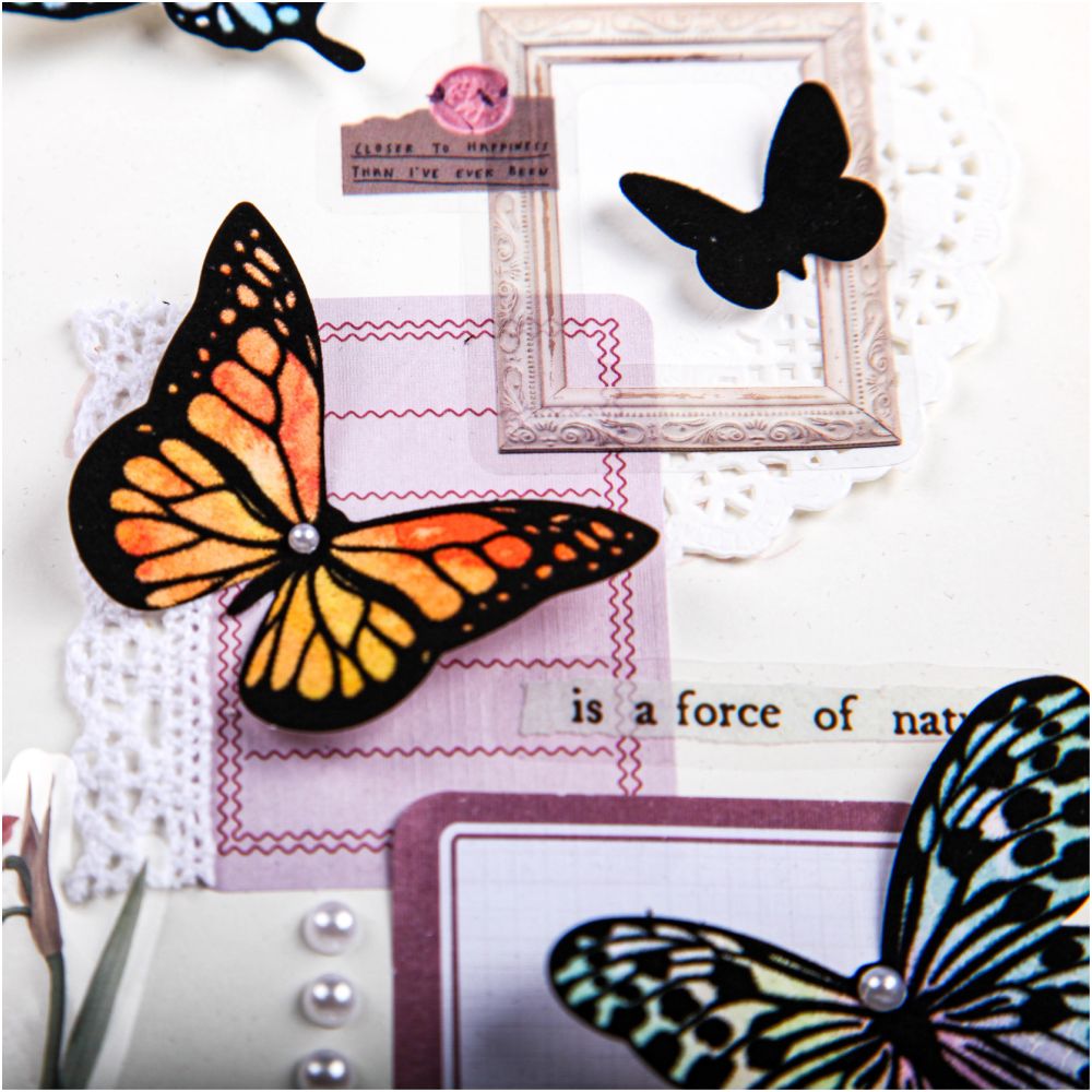 Flocked Butterfly Series Paper stickers 6 Designs 10psc image 3