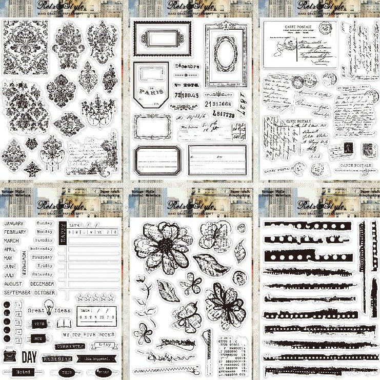 Retro background rubber stamp 6 variants image 0