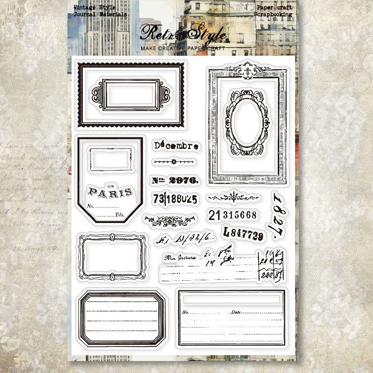 Retro background rubber stamp 6 variants