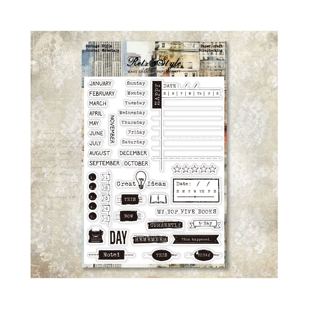 Retro background rubber stamp 6 variants
