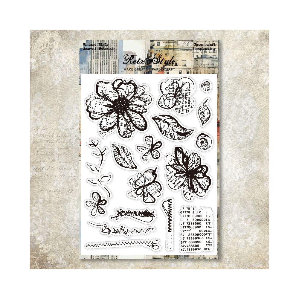 Retro background rubber stamp 6 variants