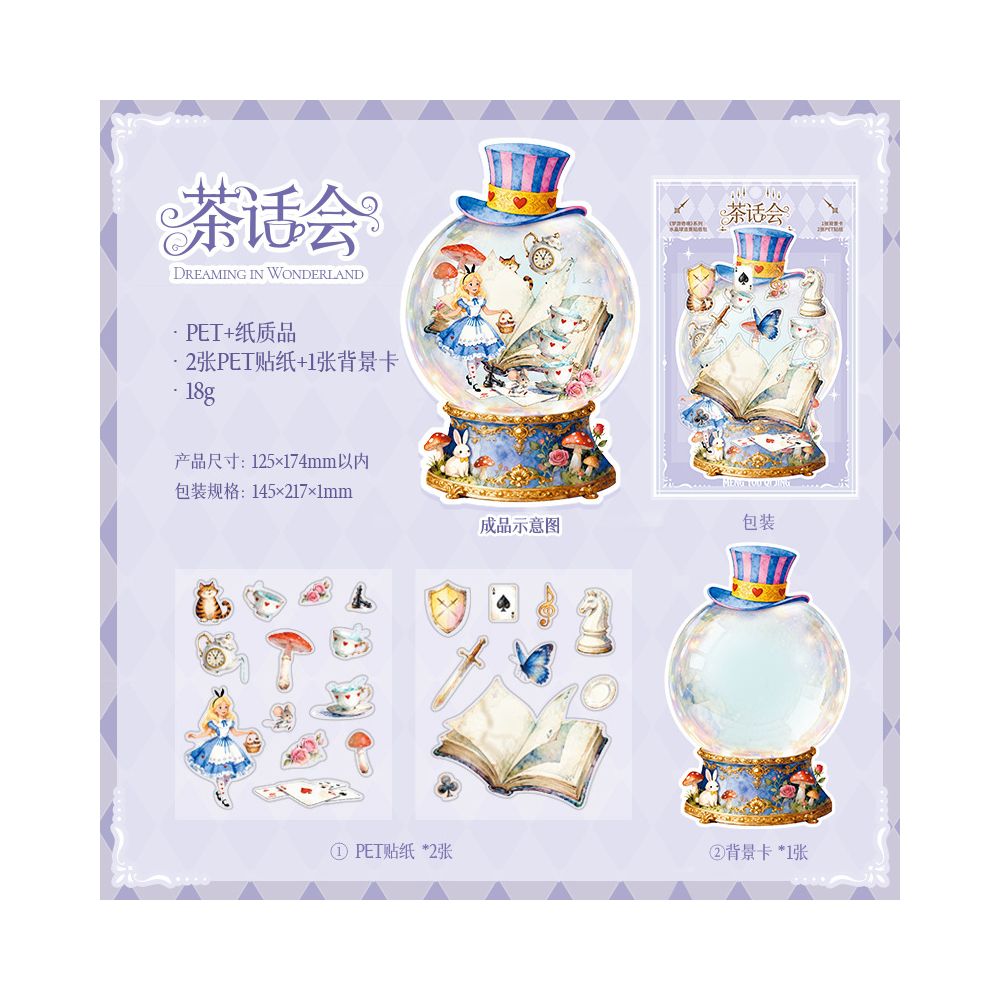 Dreamland Series Alice in Wonderland Crystal Ball PET Stickers 4 Designs
