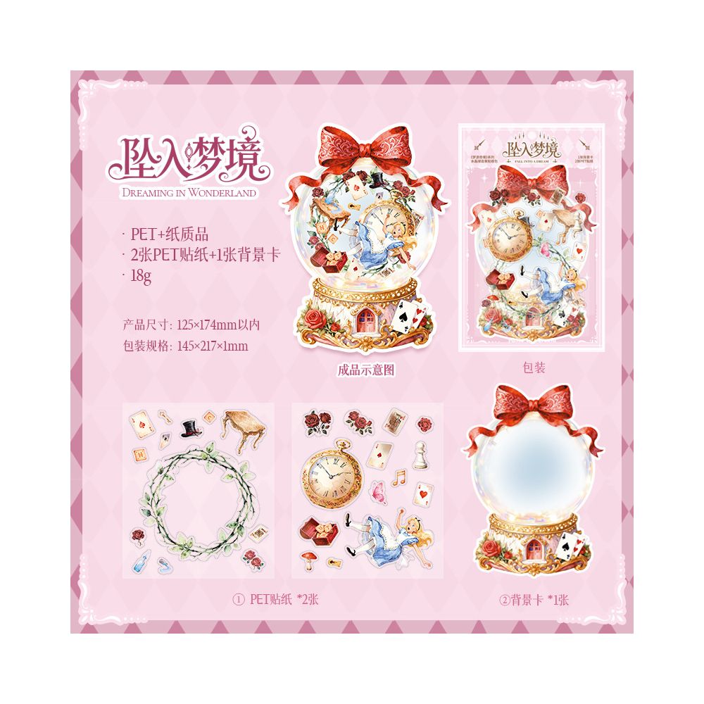 Dreamland Series Alice in Wonderland Crystal Ball PET Stickers 4 Designs