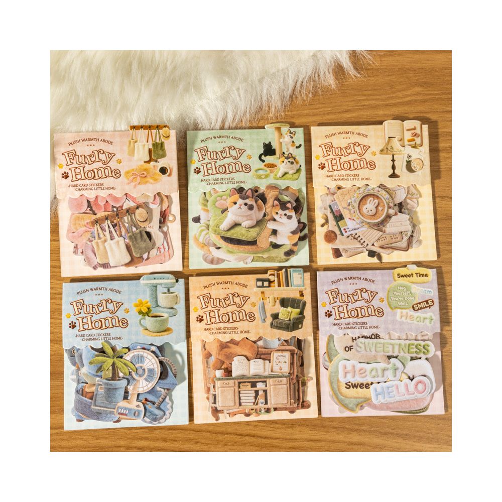 Pattern Hard Card Sticker Pack Plush House Series 6 Designs 30 Stickers image 0