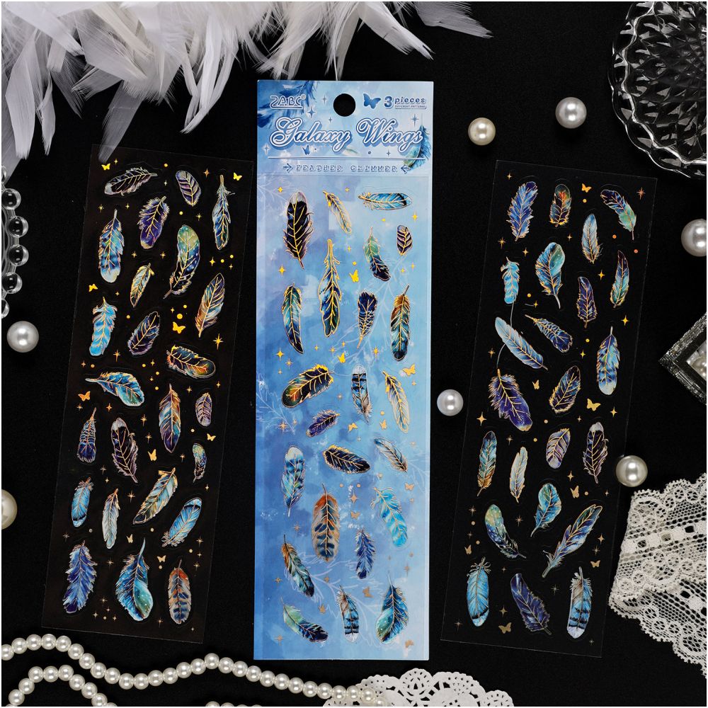 Feather Glow PET Sticker 4 Styles 3 Sheets image 1