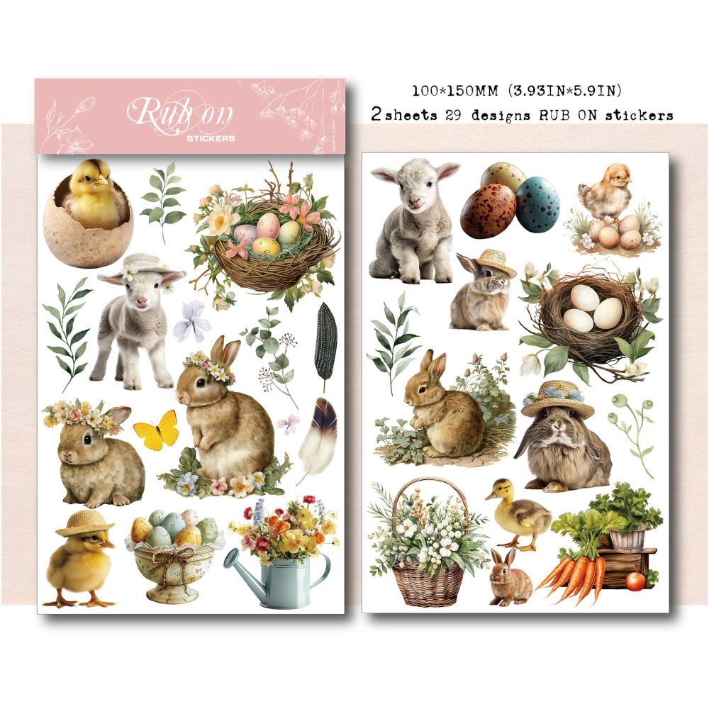 Rabbit House Rub on Paper Stickers 2 Sheets
