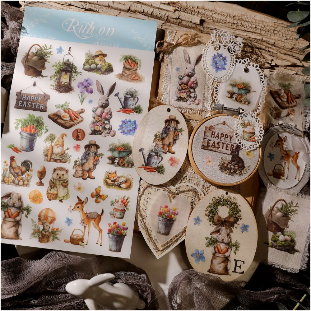 Happy Easter Rabbit House Rub on Stickers 3 sheets image 3