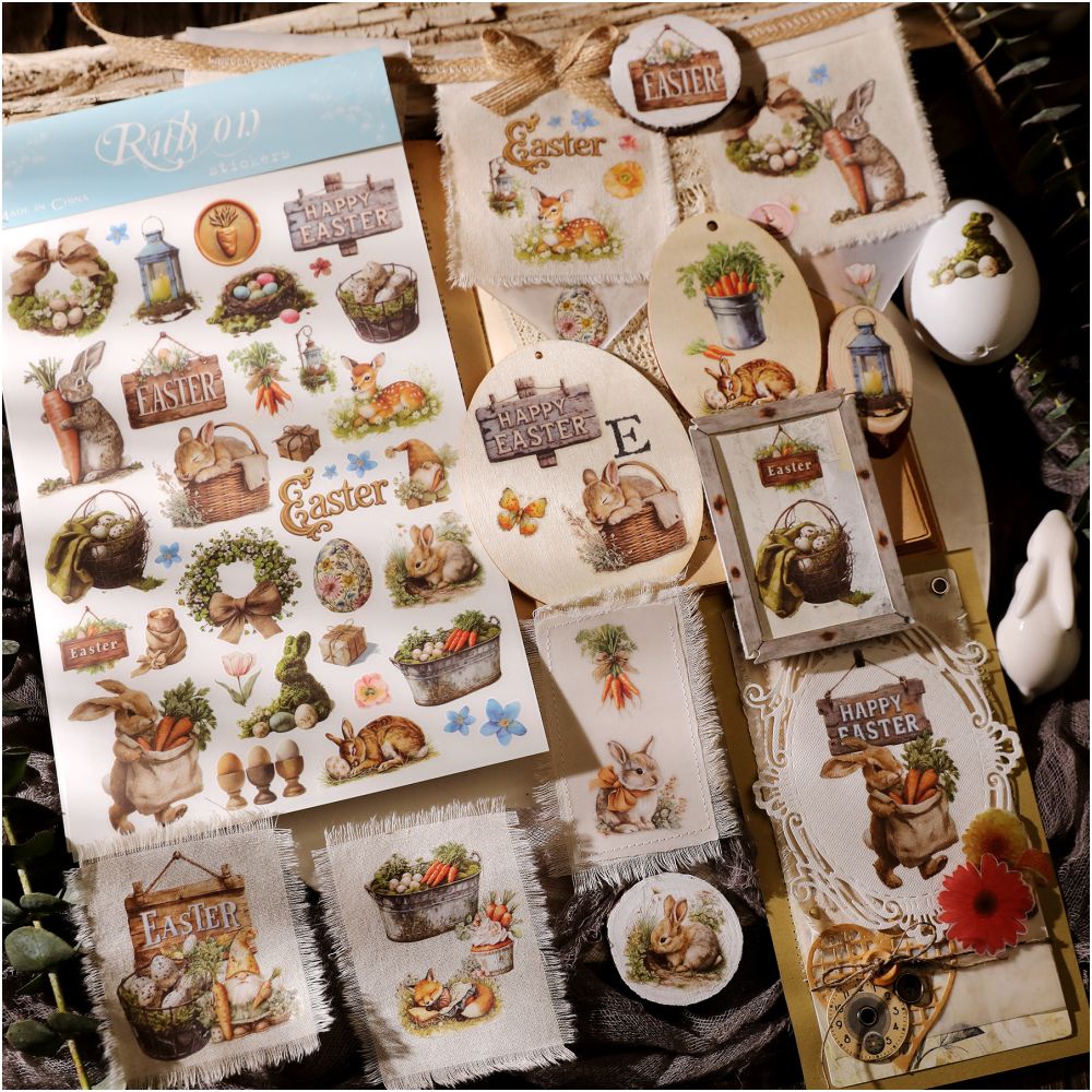 Happy Easter Rabbit House Rub on Stickers 3 sheets image 4