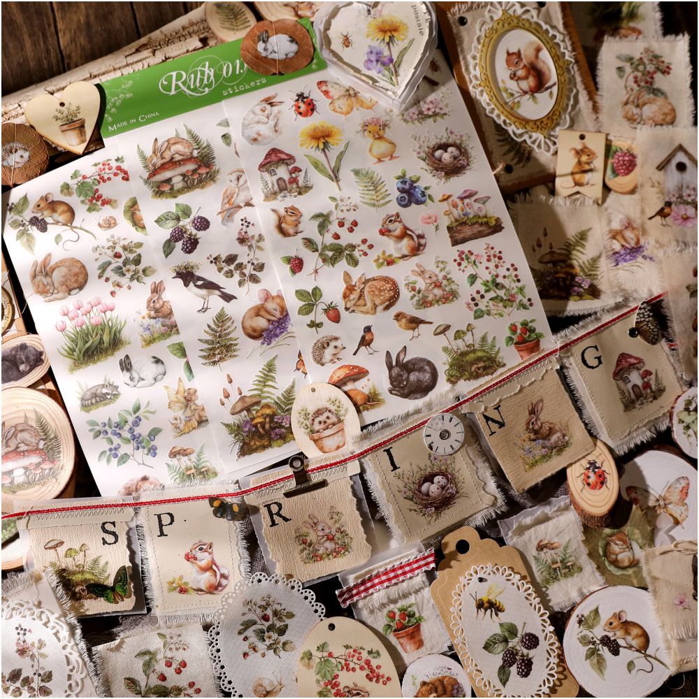 Rabbit Home Collage Rub on Stickers 3 Sheets image 2