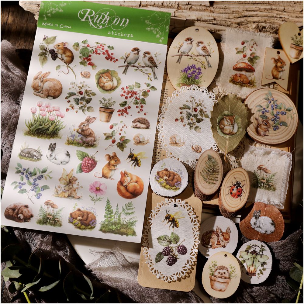 Rabbit Home Collage Rub on Stickers 3 Sheets image 4